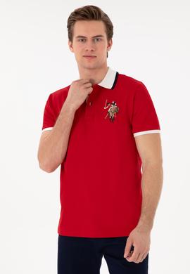 Erkek Slim Fit Polo Yaka Kırmızı Basic Tişört - 50298073037