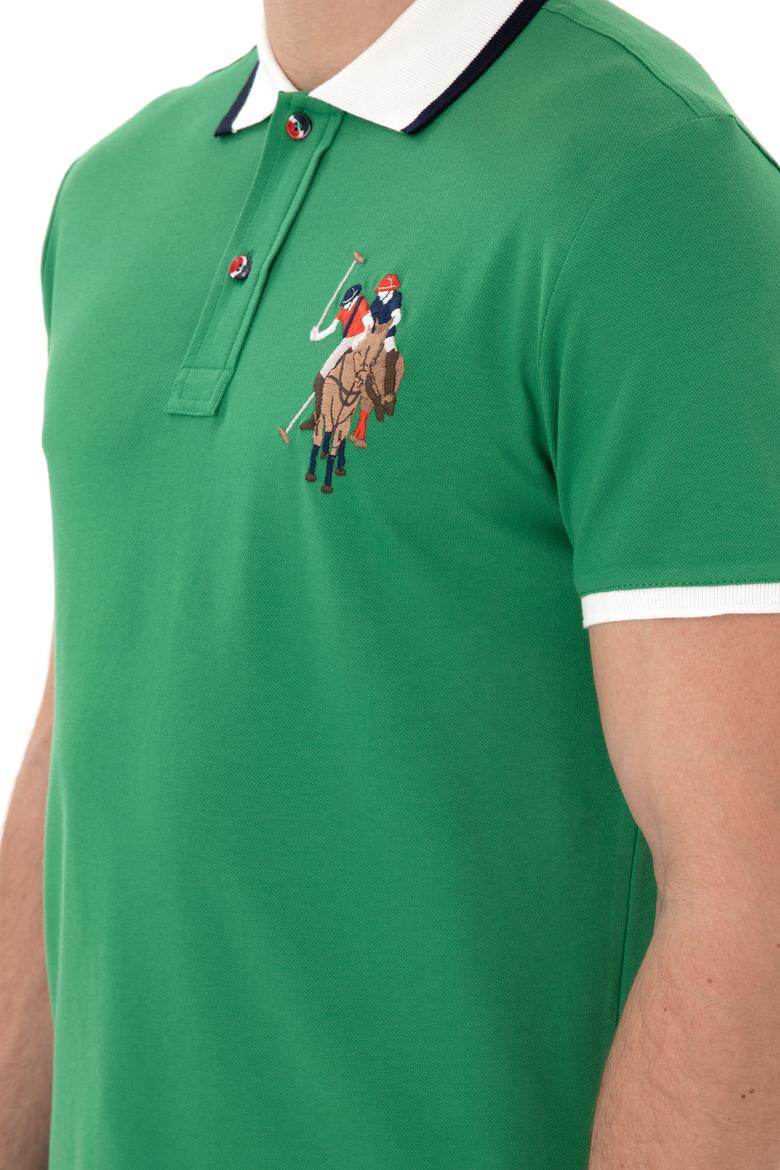 Erkek Slim Fit Polo Yaka Yeşil Basic Tişört - 50298073083