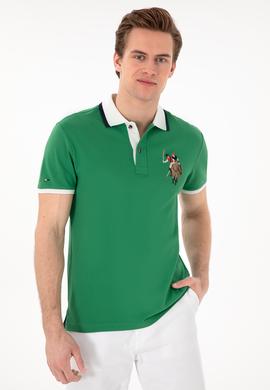 Erkek Slim Fit Polo Yaka Yeşil Basic Tişört - 50298073083