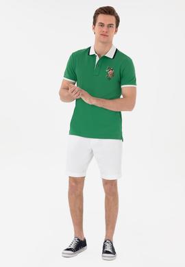 Erkek Slim Fit Polo Yaka Yeşil Basic Tişört - 50298073083