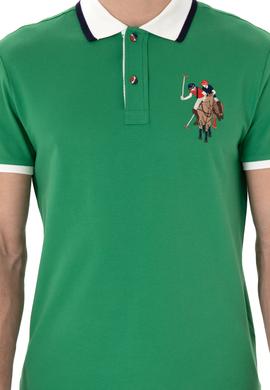 Erkek Slim Fit Polo Yaka Yeşil Basic Tişört - 50298073083