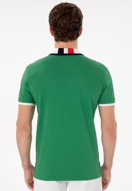 Erkek Slim Fit Polo Yaka Yeşil Basic Tişört - 50298073083