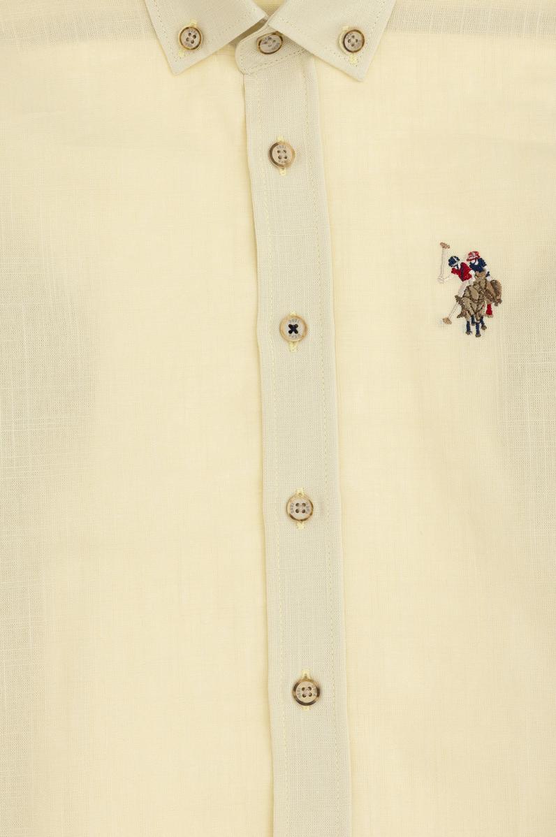 Erkek Çocuk Açık Haki Uzun Kollu Basic Gömlek