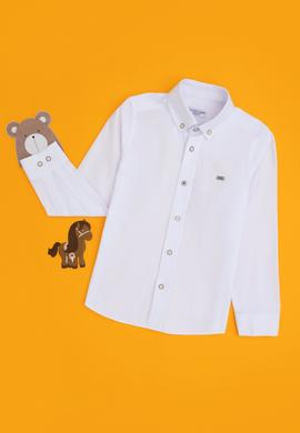 Erkek Çocuk Beyaz Uzun Kollu Basic Gömlek - 50298019009