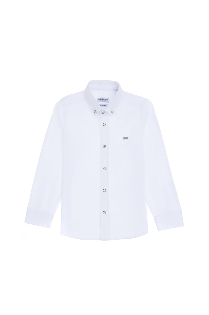 Erkek Çocuk Beyaz Uzun Kollu Basic Gömlek