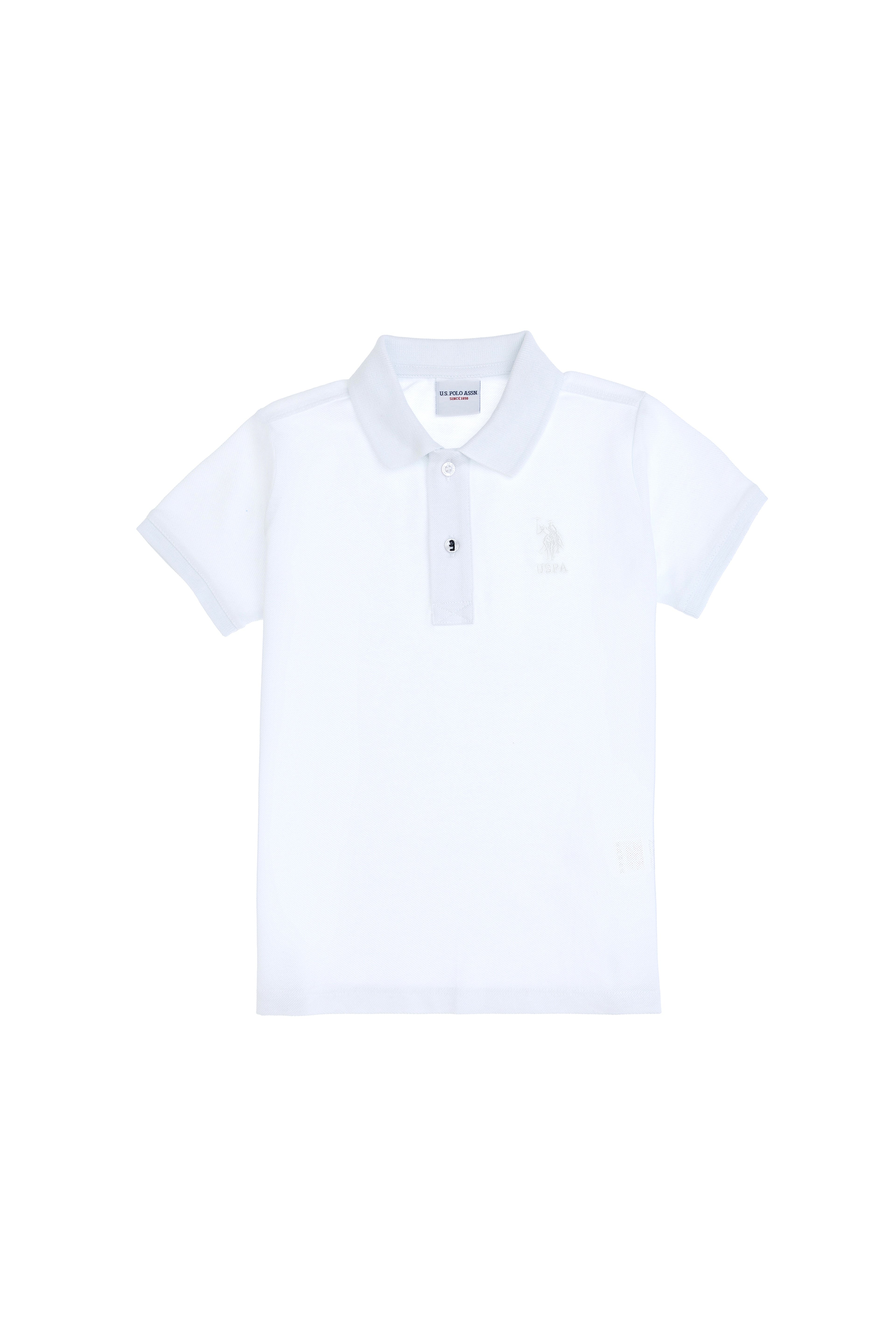 Erkek Çocuk Beyaz Basic Polo Yaka Tişört - Image 2