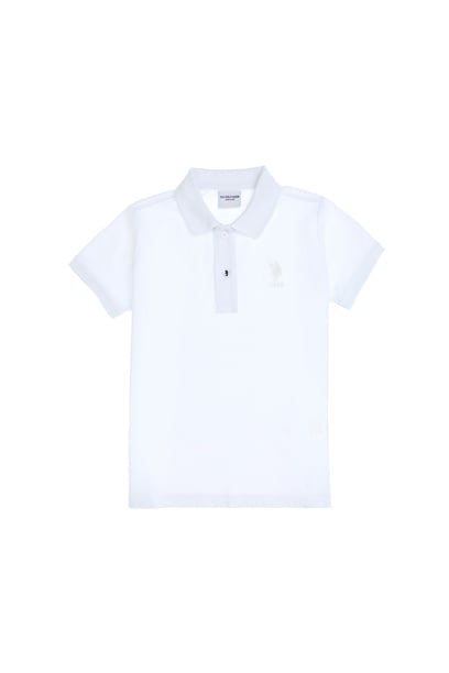 Erkek Çocuk Beyaz Basic Polo Yaka Tişört