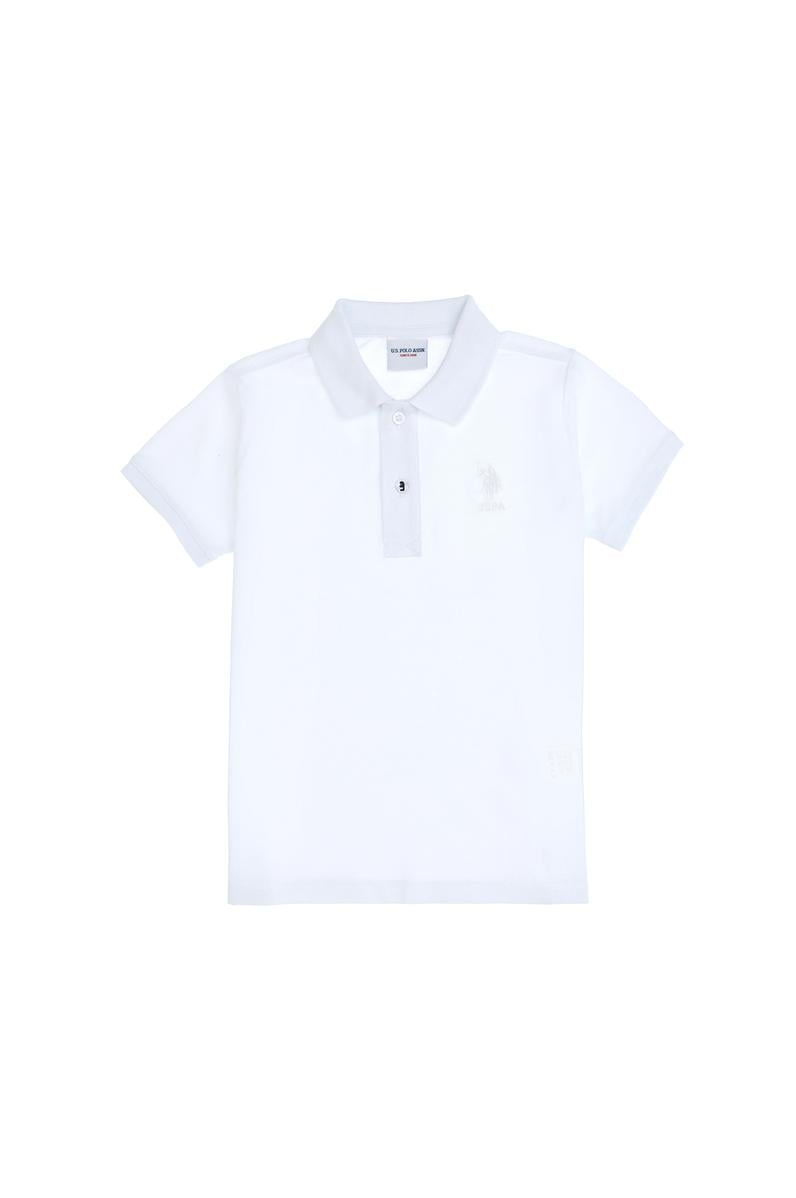 Erkek Çocuk Beyaz Basic Polo Yaka Tişört
