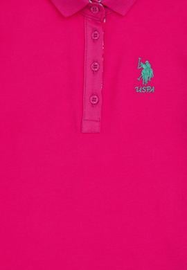 Kız Çocuk Fuşya Polo Yaka Basic Tişört - 50298183227