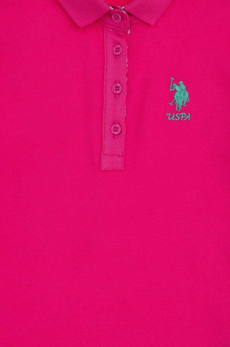 Kız Çocuk Fuşya Polo Yaka Basic Tişört