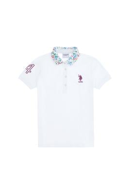 Kız Çocuk Beyaz Polo Yaka Basic Tişört - 50298192009