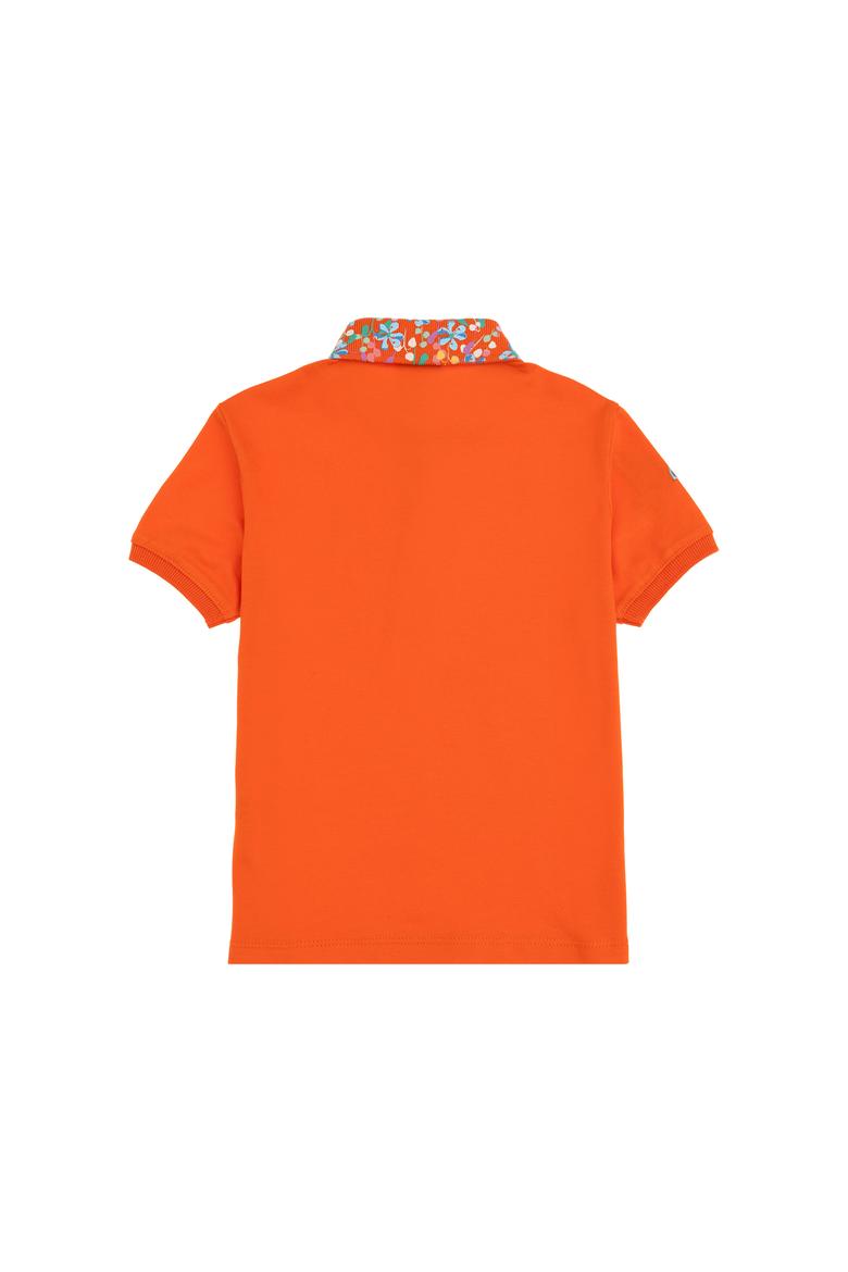 Kız Çocuk Nar Çiçeği Polo Yaka Basic Tişört - 50298192048