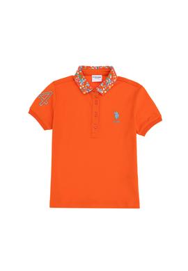 Kız Çocuk Nar Çiçeği Polo Yaka Basic Tişört - 50298192048