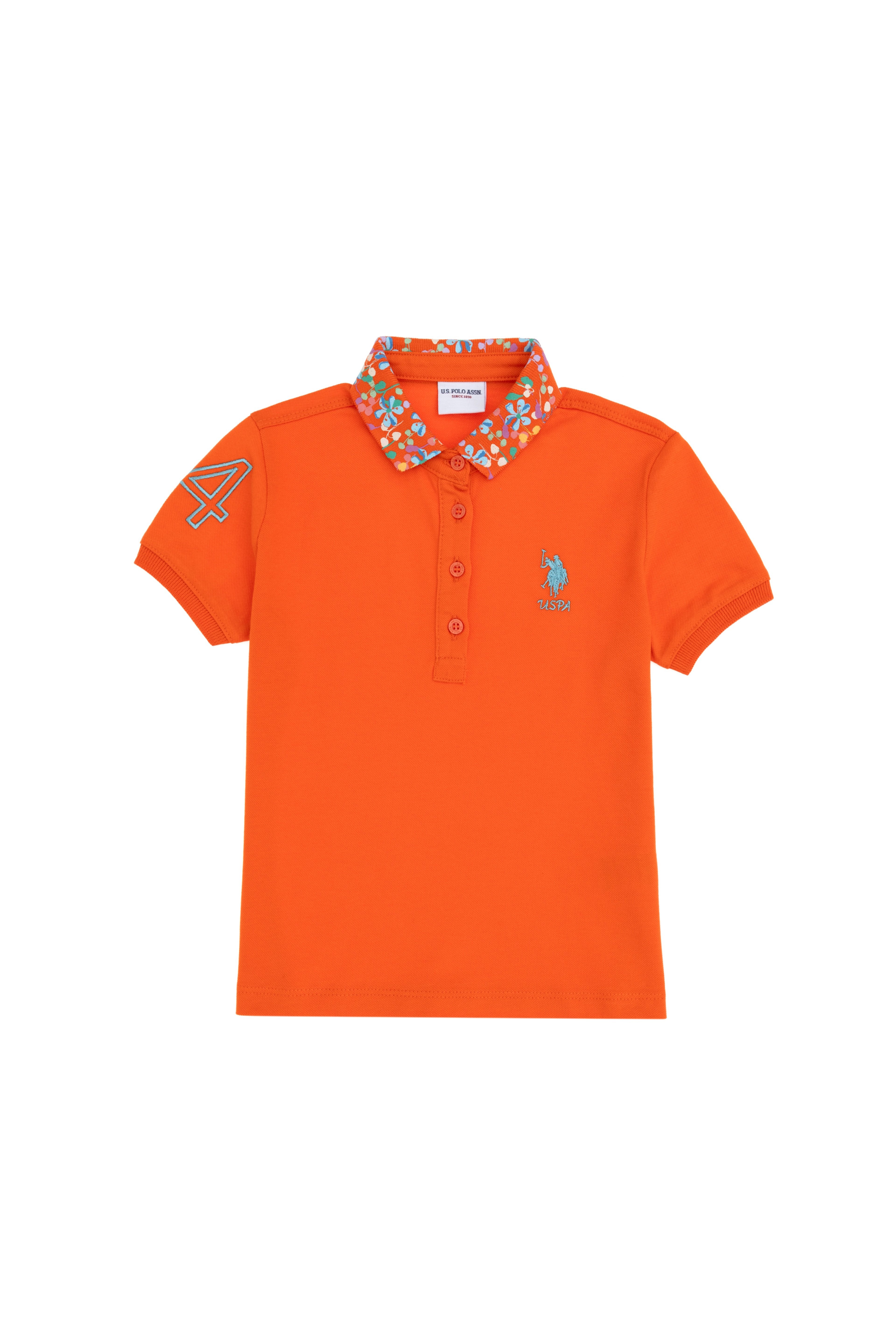 Kız Çocuk Nar Çiçeği Polo Yaka Basic Tişört