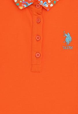 Kız Çocuk Nar Çiçeği Polo Yaka Basic Tişört - 50298192048