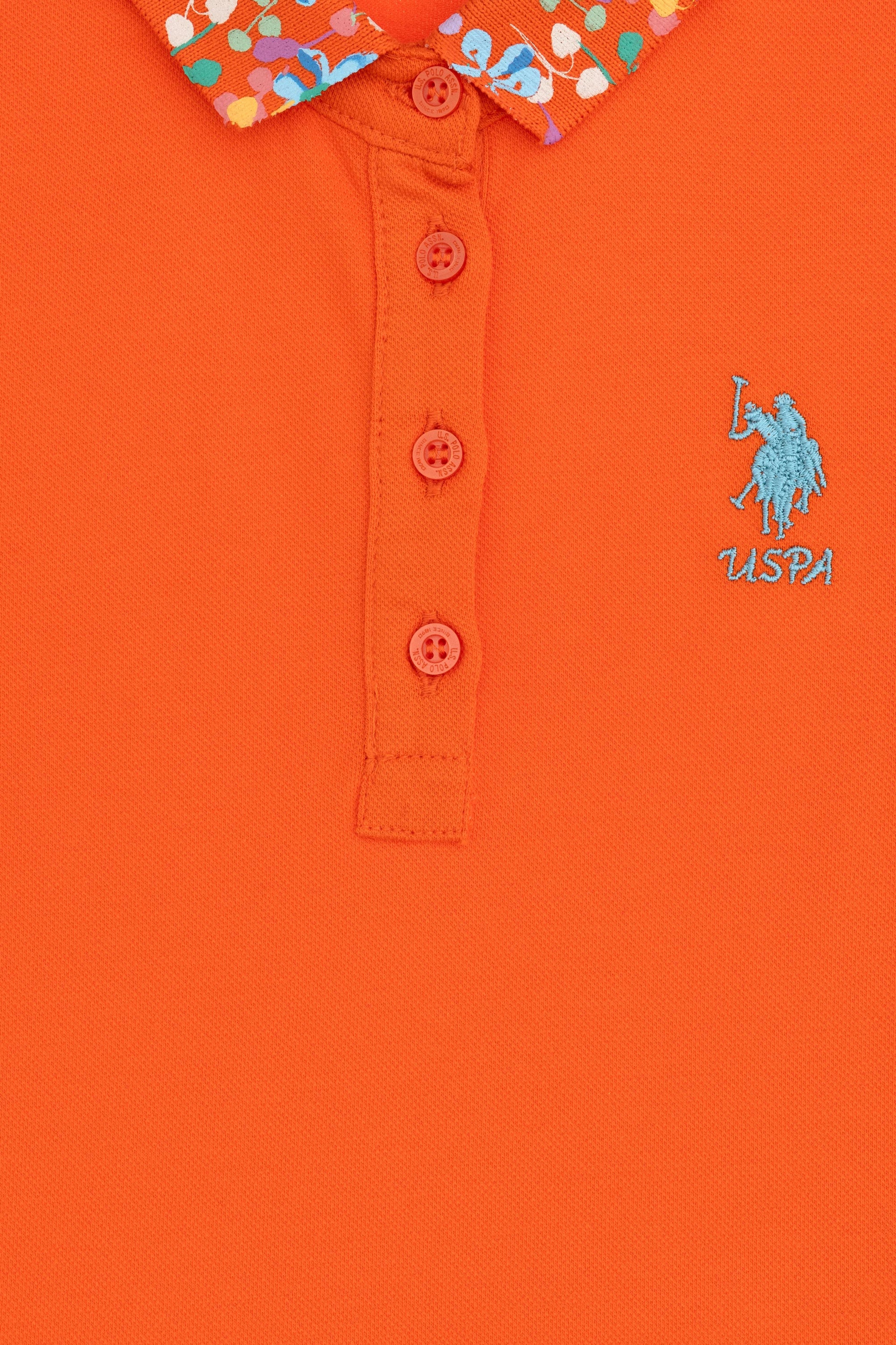 Kız Çocuk Nar Çiçeği Polo Yaka Basic Tişört - Image 3