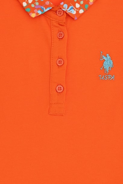 Kız Çocuk Nar Çiçeği Polo Yaka Basic Tişört
