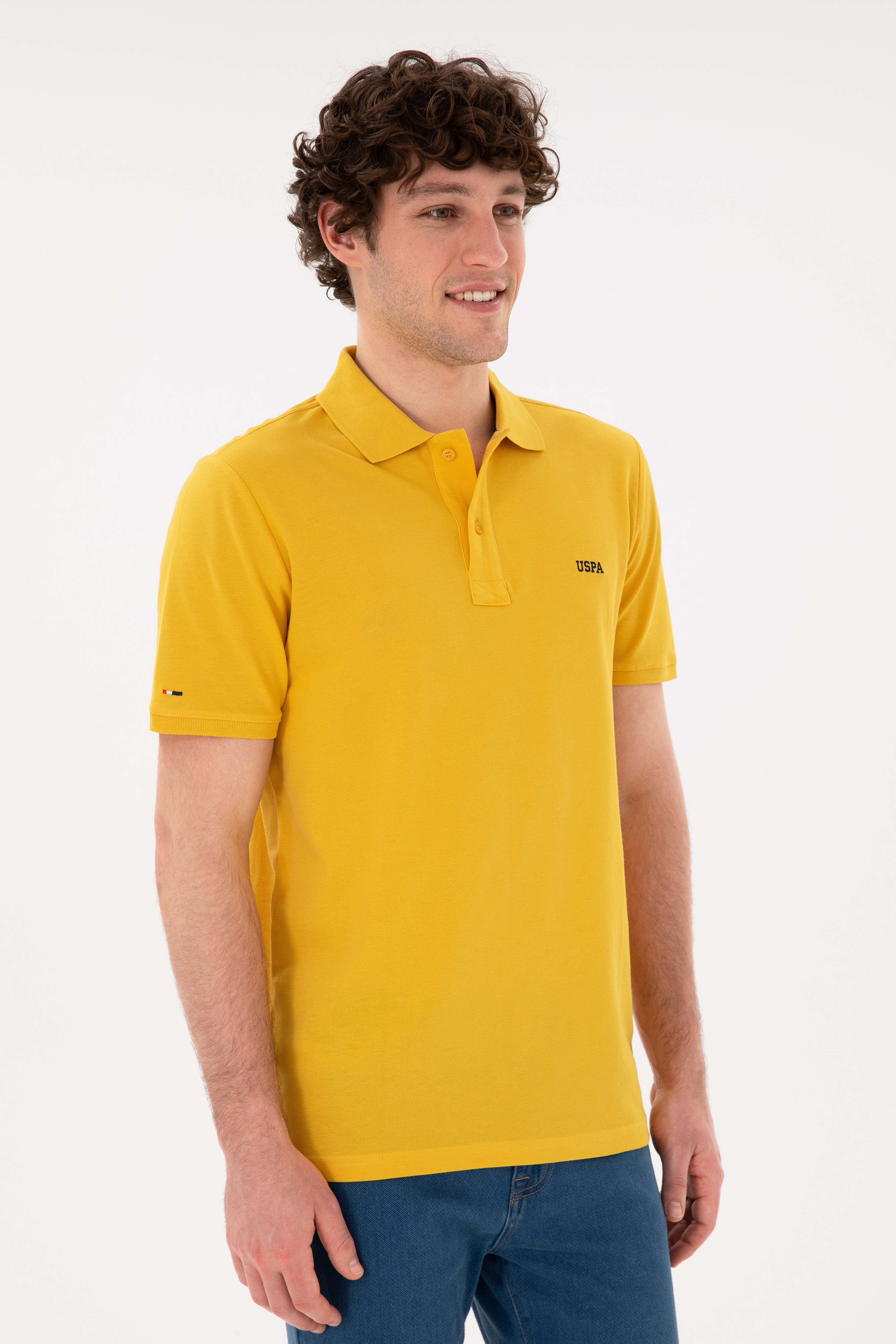 Erkek Regular Fit Polo Yaka Safran Basic Tişört - Image 2