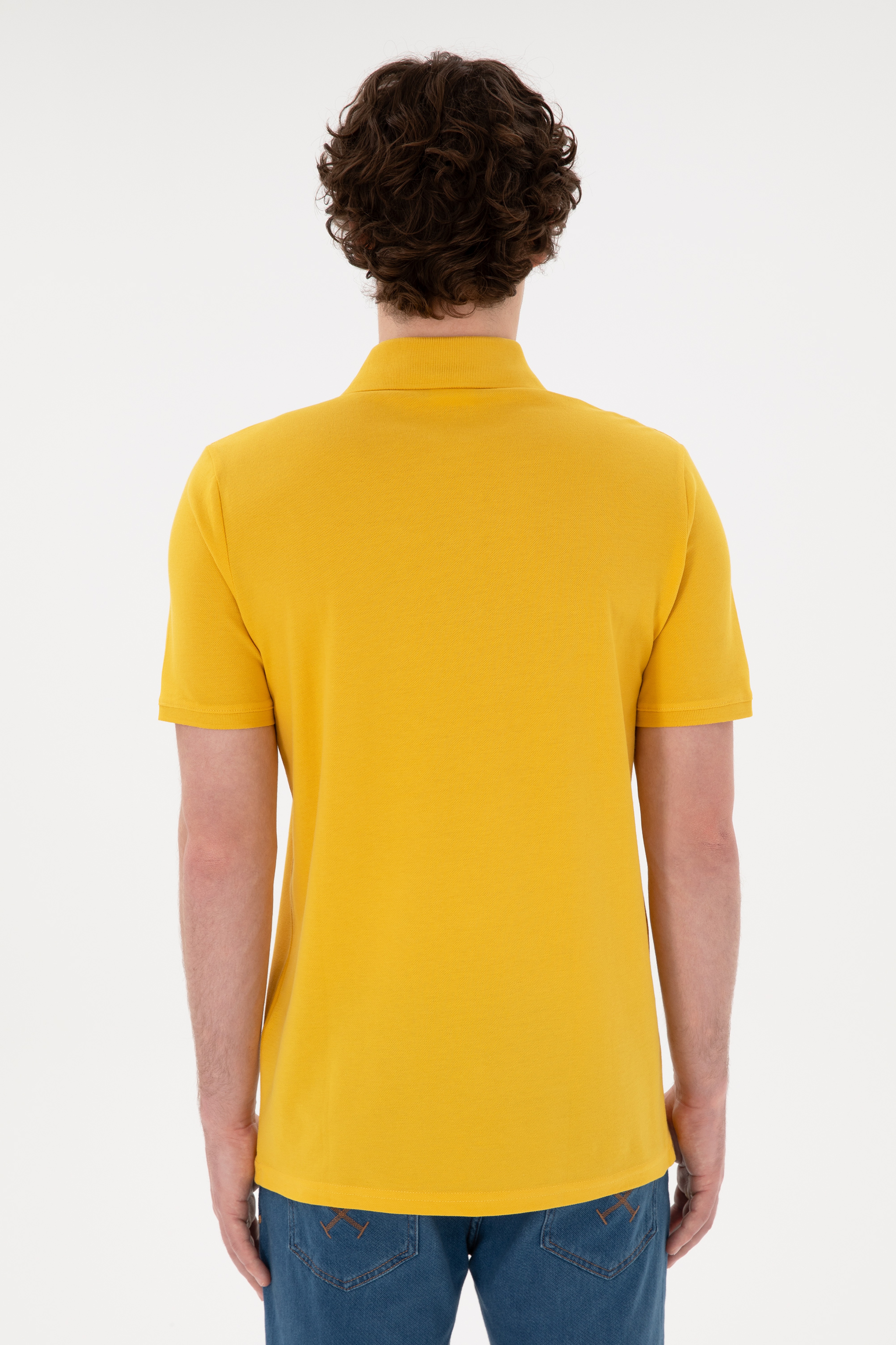Erkek Regular Fit Polo Yaka Safran Basic Tişört