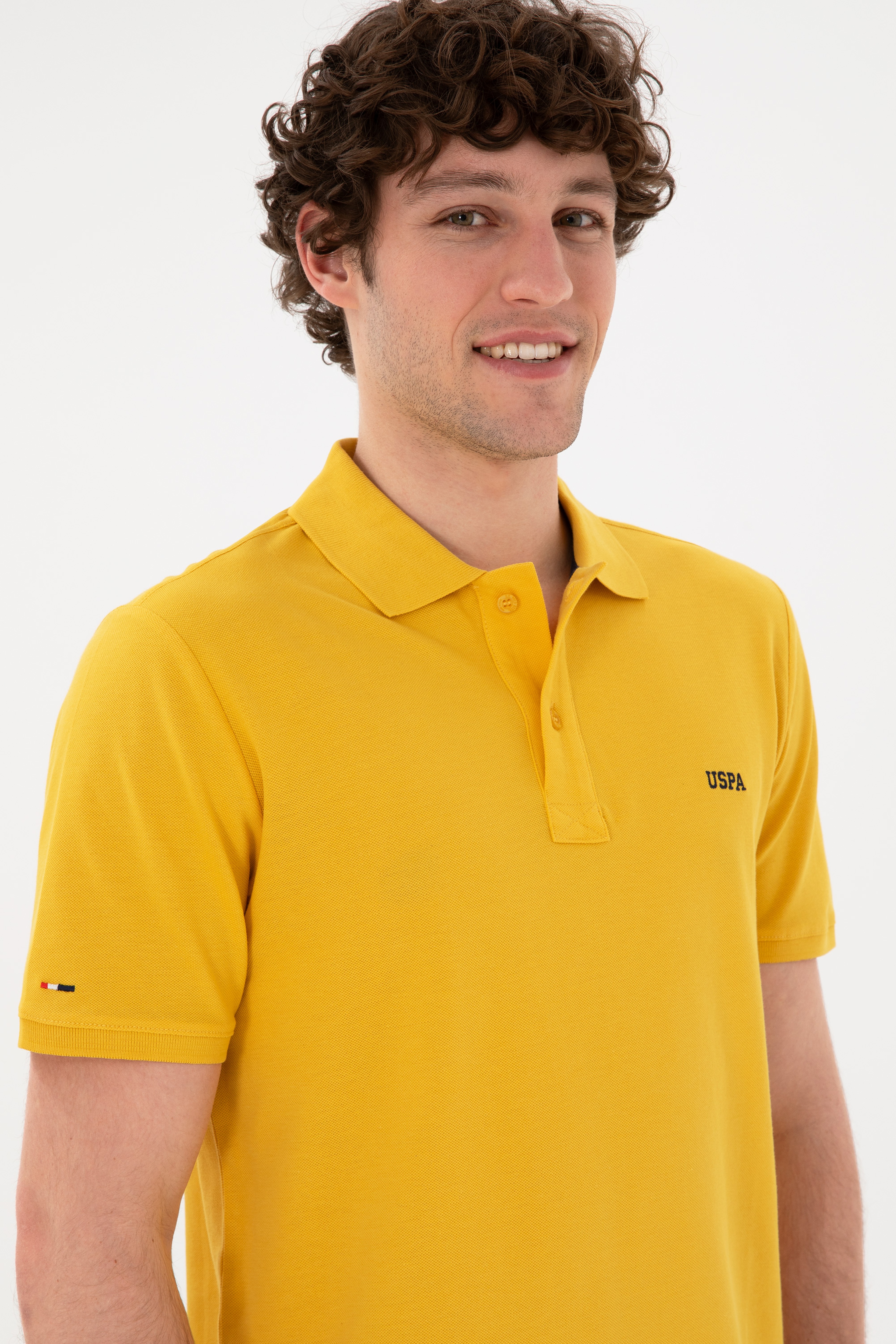 Erkek Regular Fit Polo Yaka Safran Basic Tişört - Image 3