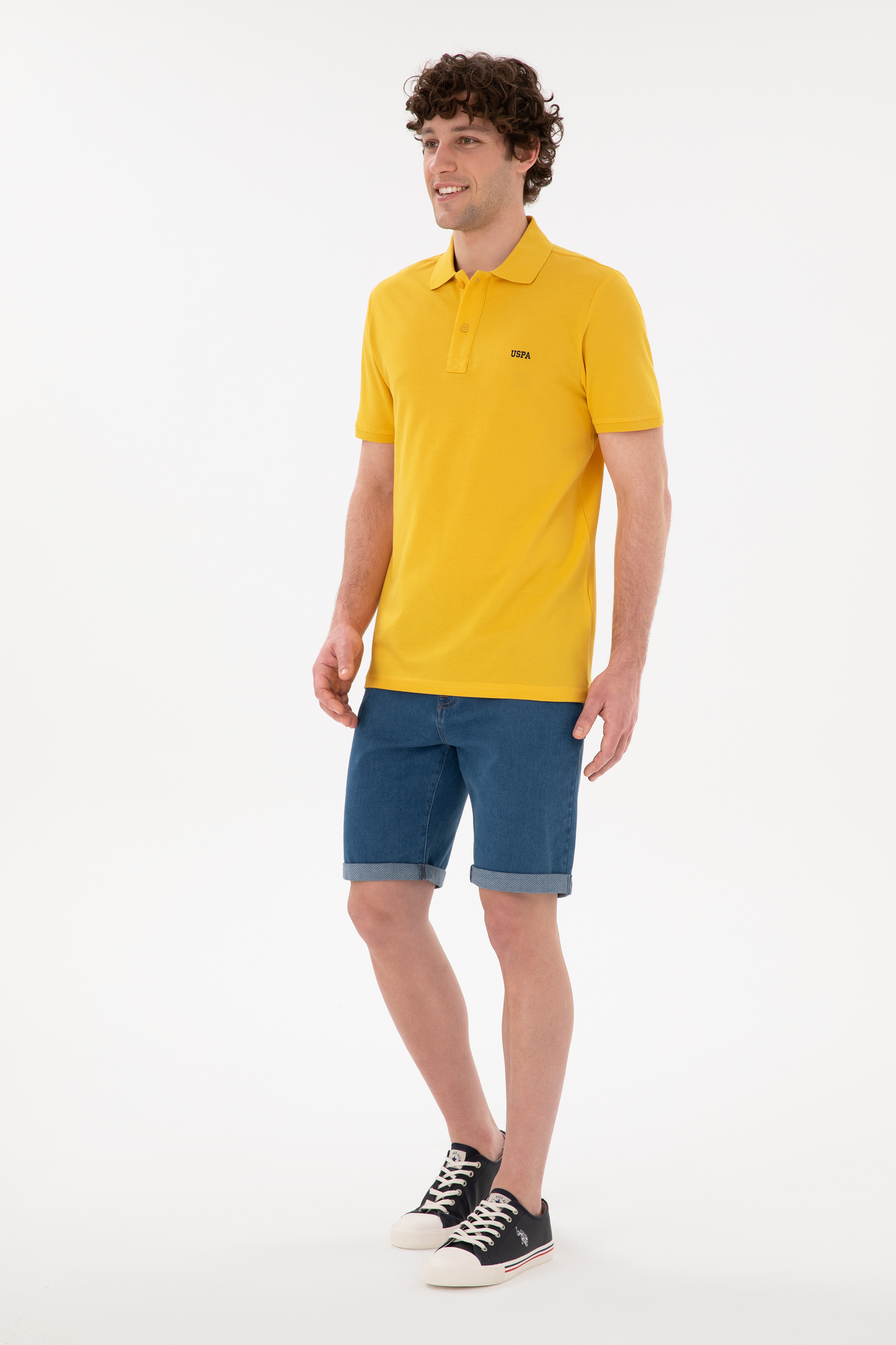 Erkek Regular Fit Polo Yaka Safran Basic Tişört - Image 4
