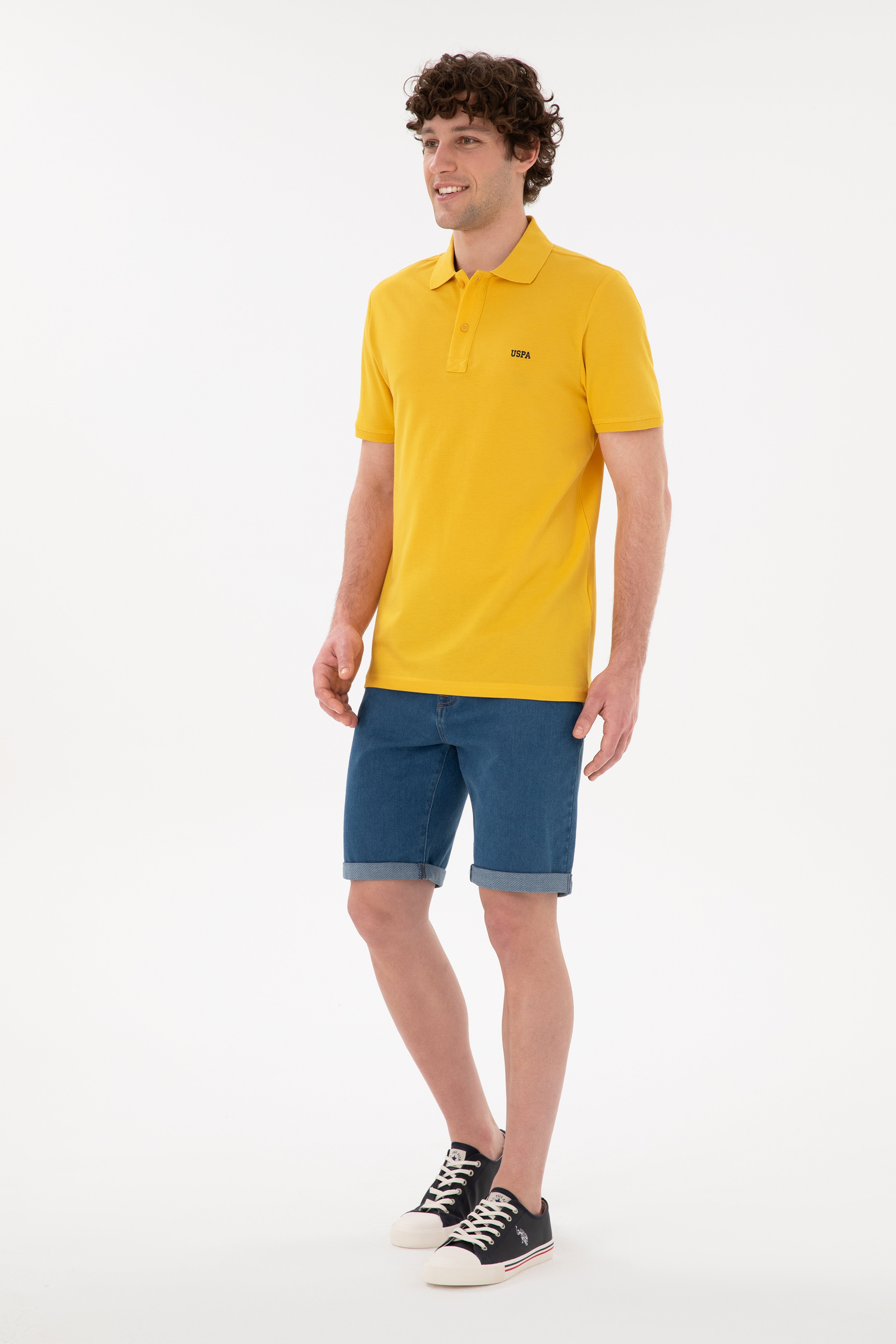 Erkek Regular Fit Polo Yaka Safran Basic Tişört