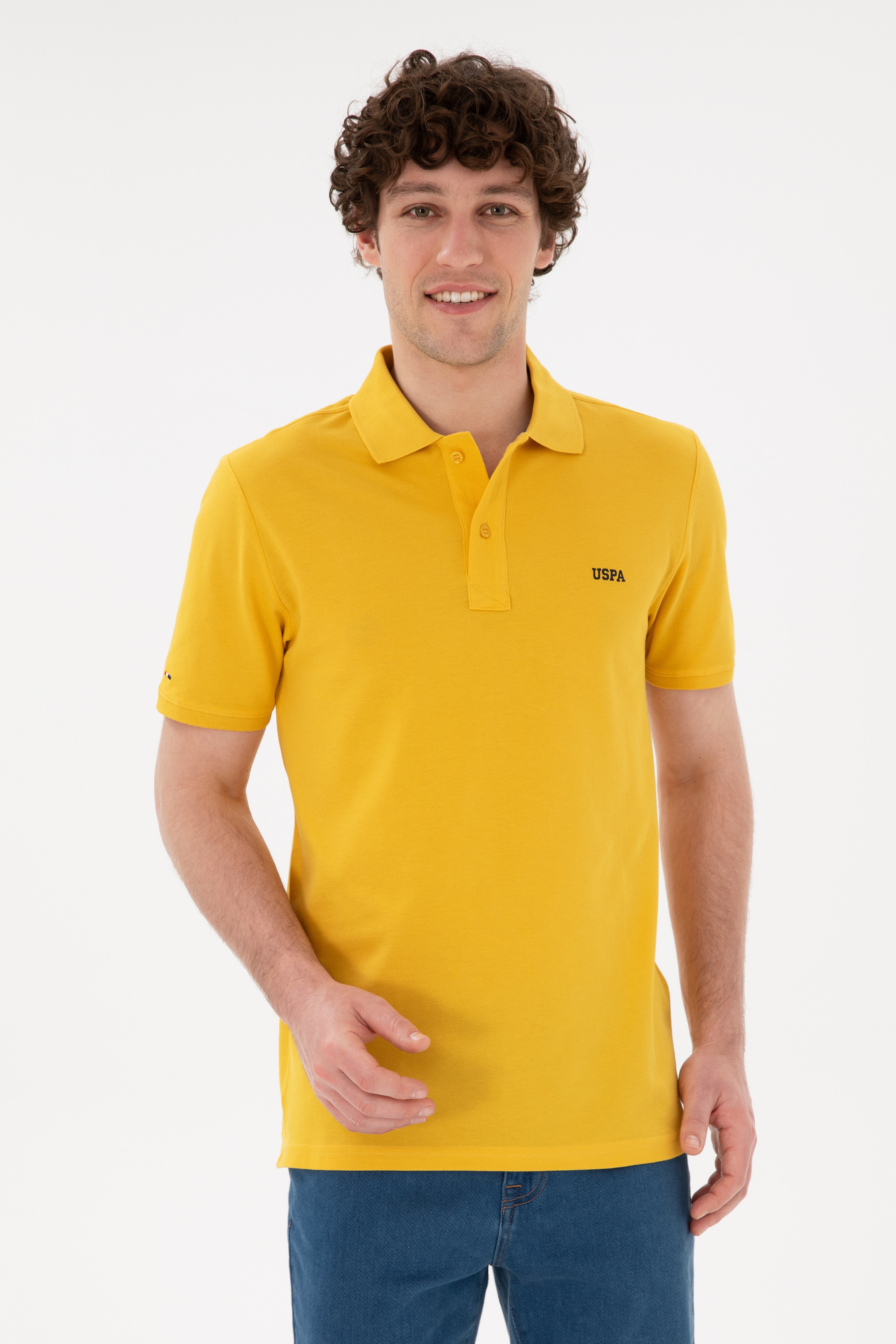 Erkek Regular Fit Polo Yaka Safran Basic Tişört - Image 1