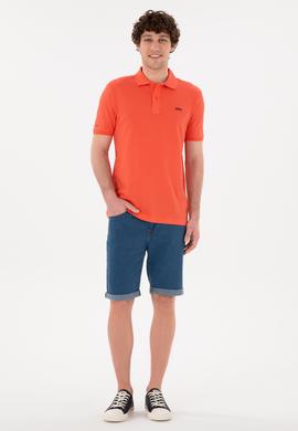 Erkek Regular Fit Polo Yaka Nar Çiçeği Basic Tişört - 50284641289