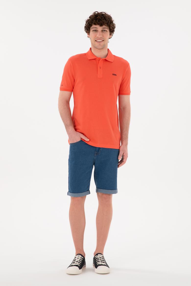 Erkek Regular Fit Polo Yaka Nar Çiçeği Basic Tişört - 50284641289