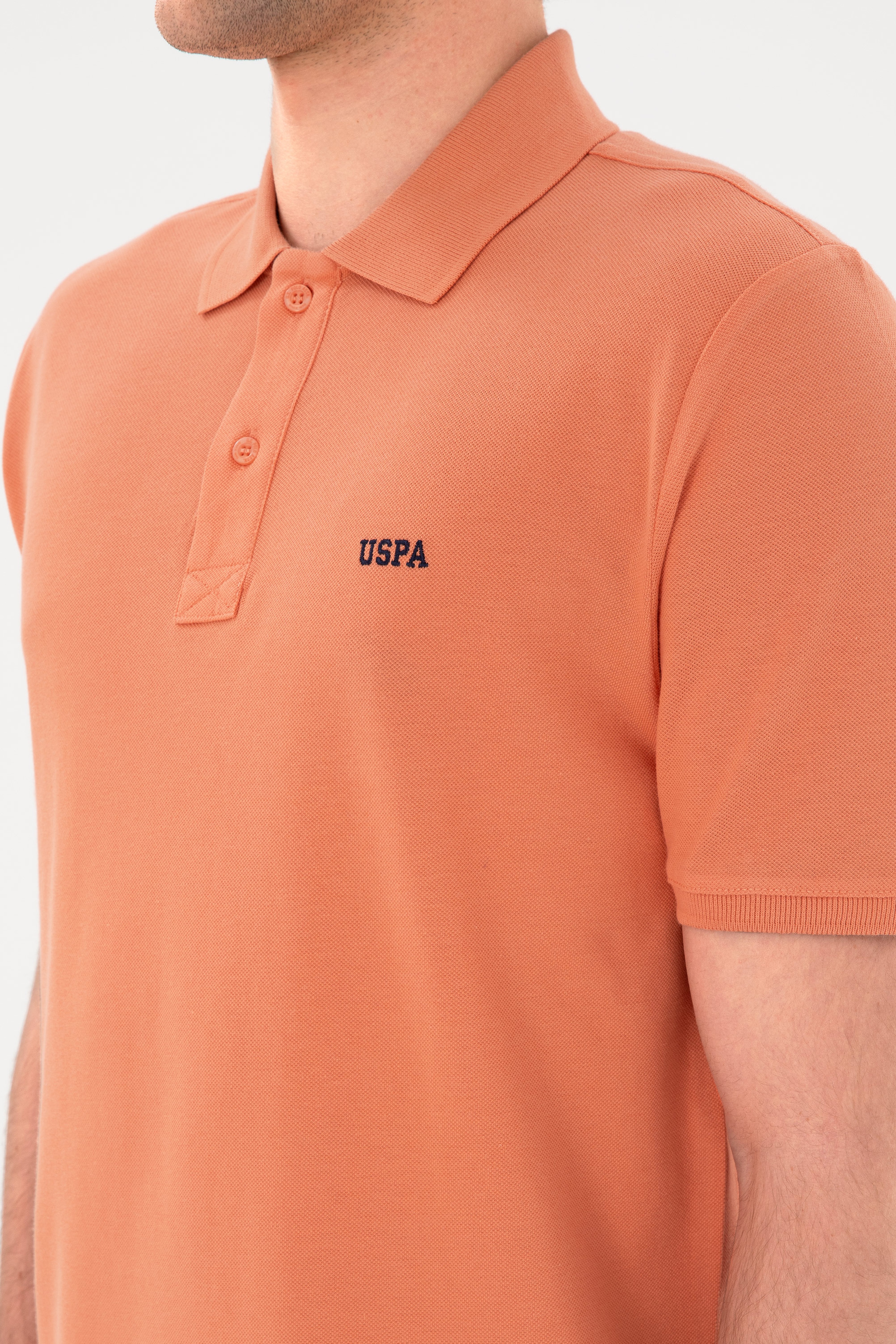 Erkek Regular Fit Polo Yaka Somon Basic Tişört