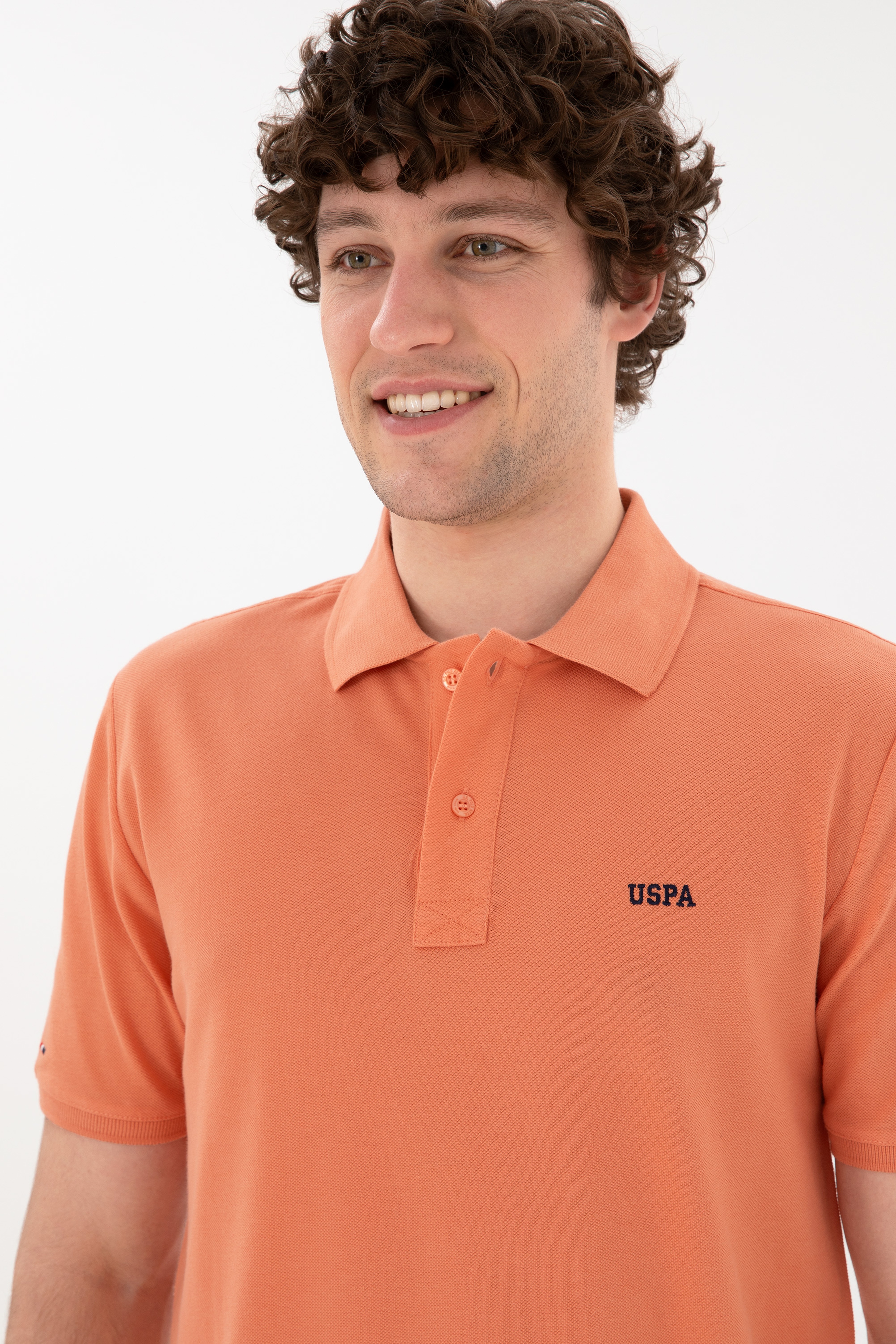 Erkek Regular Fit Polo Yaka Somon Basic Tişört - Image 3