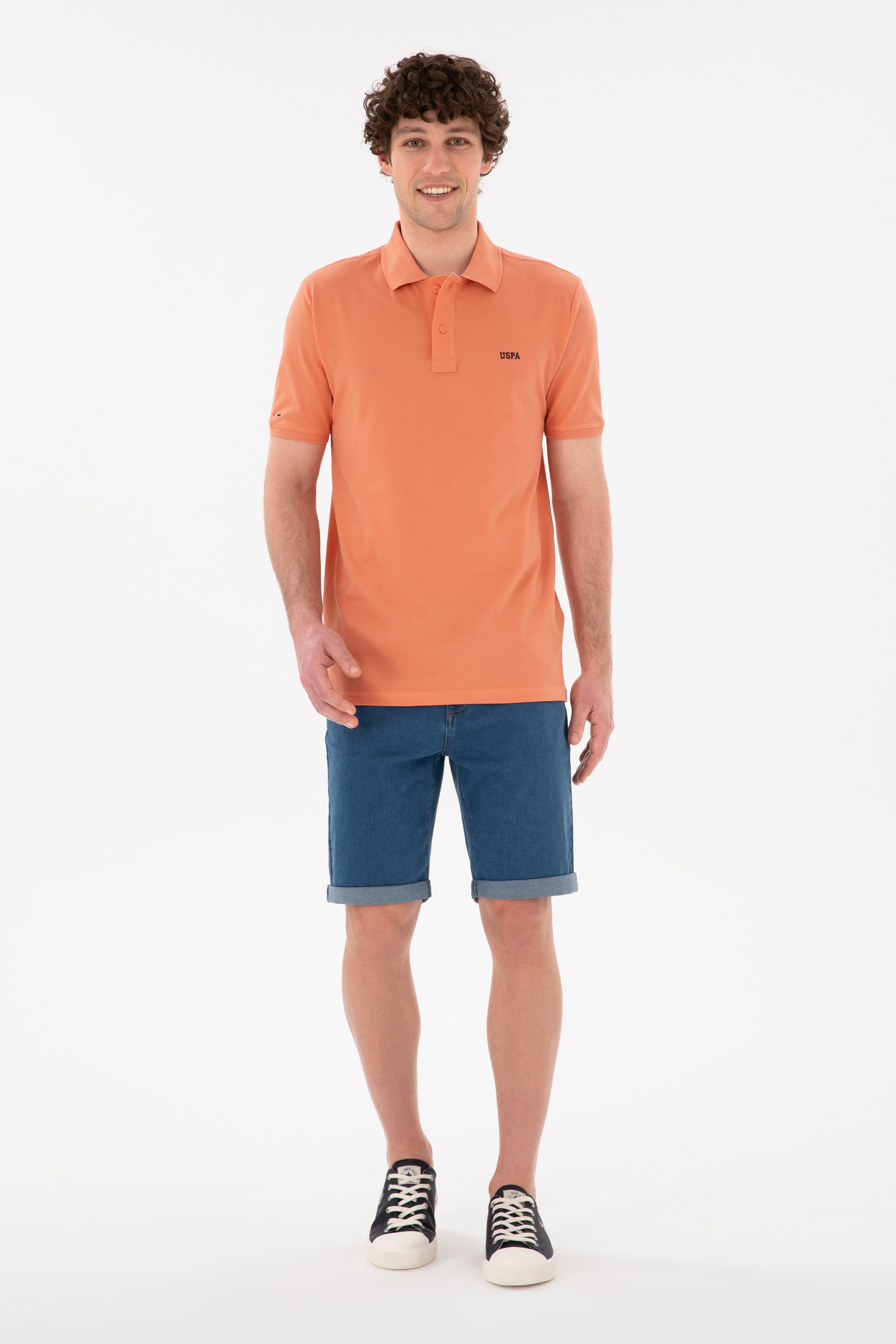 Erkek Regular Fit Polo Yaka Somon Basic Tişört