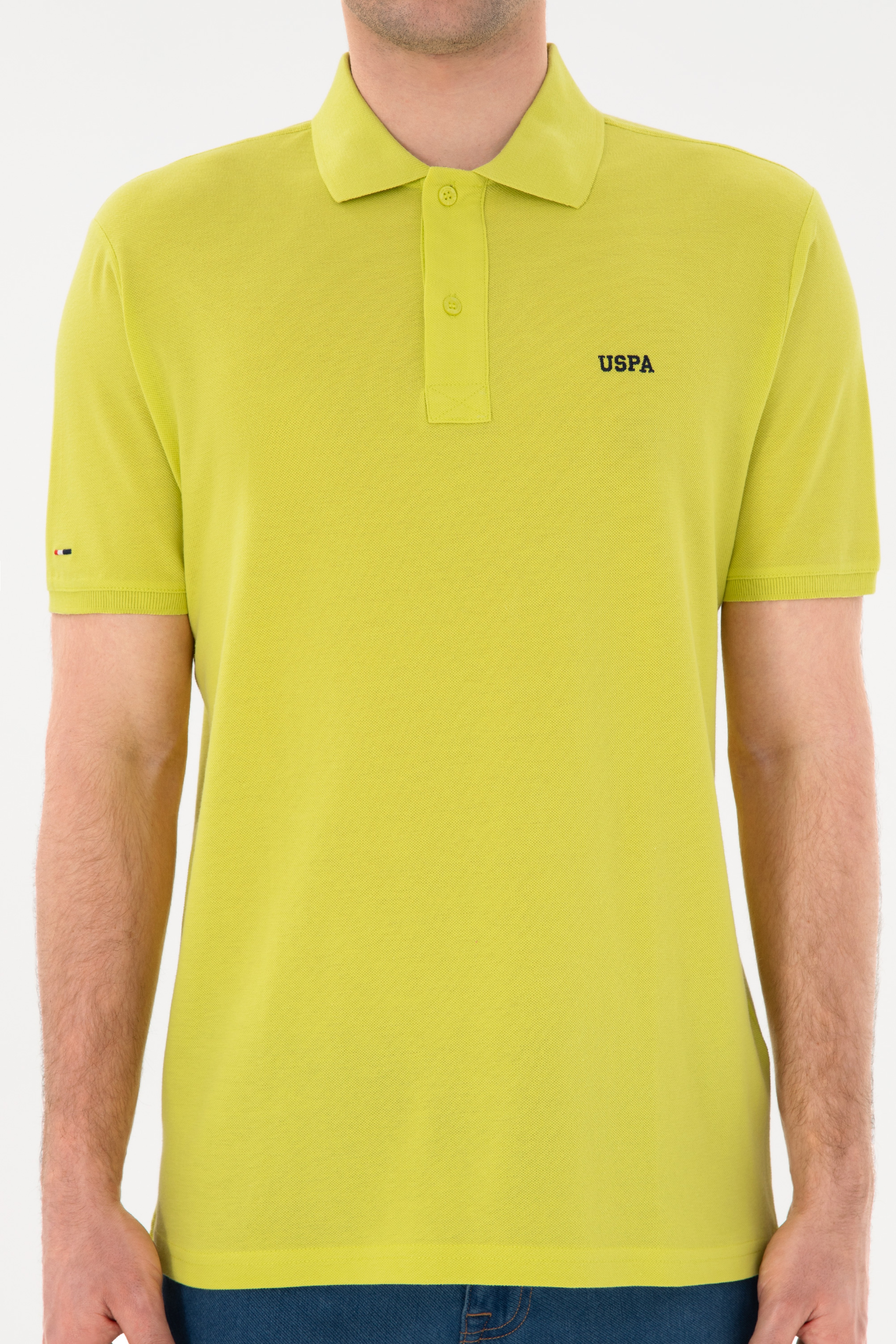 Erkek Regular Fit Polo Yaka Fıstık Yeşili Basic Tişört