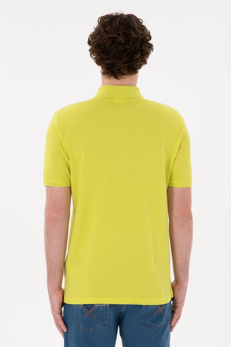 Erkek Regular Fit Polo Yaka Fıstık Yeşili Basic Tişört - 50284641259