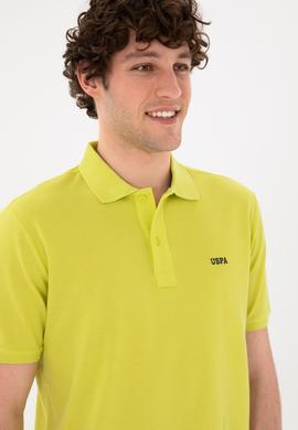 Erkek Regular Fit Polo Yaka Fıstık Yeşili Basic Tişört - 50284641259