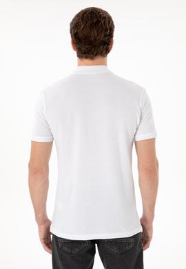 Erkek Slim Fit Polo Yaka Beyaz Basic Tişört - 50298042001