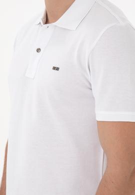 Erkek Slim Fit Polo Yaka Beyaz Basic Tişört - 50298042001