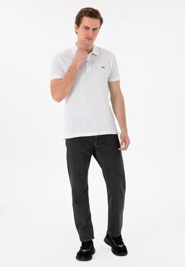 Erkek Slim Fit Polo Yaka Beyaz Basic Tişört - 50298042001