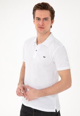 Erkek Slim Fit Polo Yaka Beyaz Basic Tişört - 50298042001