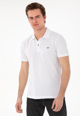 Erkek Slim Fit Polo Yaka Beyaz Basic Tişört - 50298042001