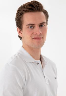 Erkek Slim Fit Polo Yaka Beyaz Basic Tişört - 50298042001