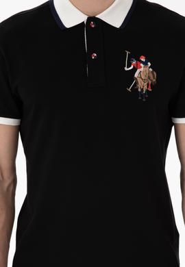 Erkek Slim Fit Polo Yaka Siyah Basic Tişört - 50298073026