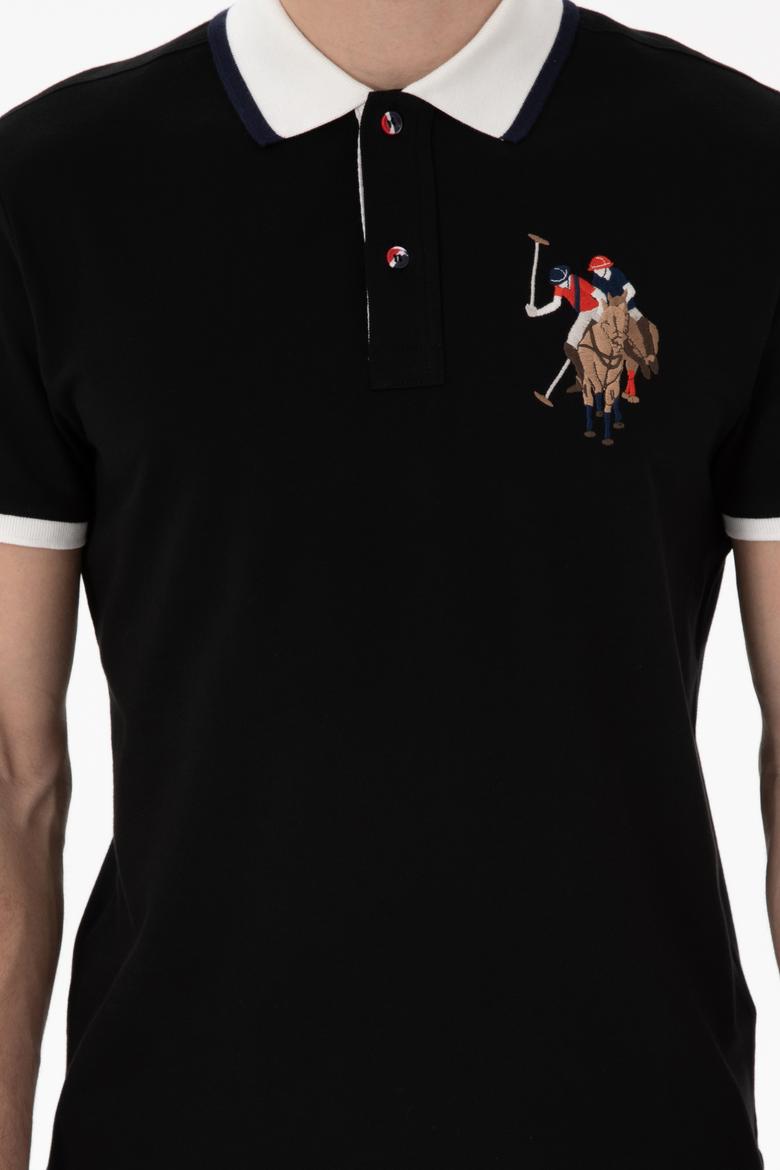 Erkek Slim Fit Polo Yaka Siyah Basic Tişört - 50298073026