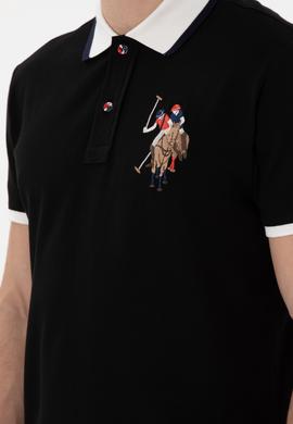 Erkek Slim Fit Polo Yaka Siyah Basic Tişört - 50298073026