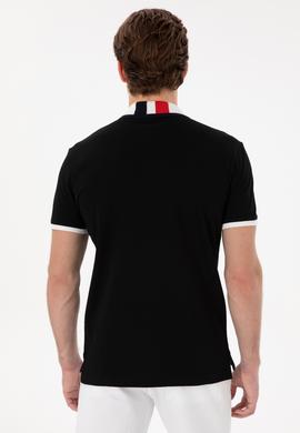 Erkek Slim Fit Polo Yaka Siyah Basic Tişört - 50298073026