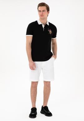 Erkek Slim Fit Polo Yaka Siyah Basic Tişört - 50298073026