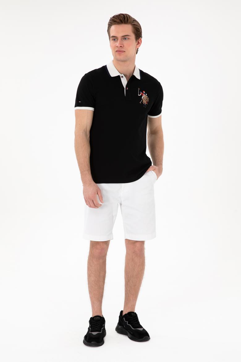Erkek Slim Fit Polo Yaka Siyah Basic Tişört - 50298073026