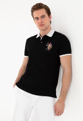 Erkek Slim Fit Polo Yaka Siyah Basic Tişört - 50298073026