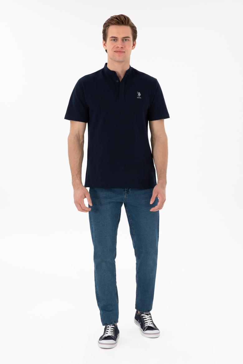 Erkek Regular Fit Hakim Yaka Lacivert Tişört - 50299835026