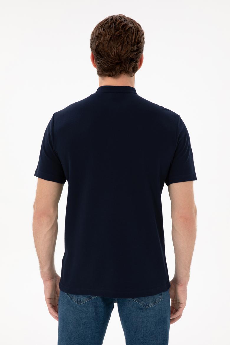 Erkek Regular Fit Hakim Yaka Lacivert Tişört - 50299835026